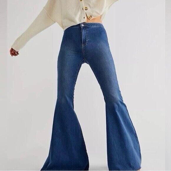 Free People Denim - Free People Womens Float On Flare Jeans Size 25R Bell Bottom 70s Hippie Boho